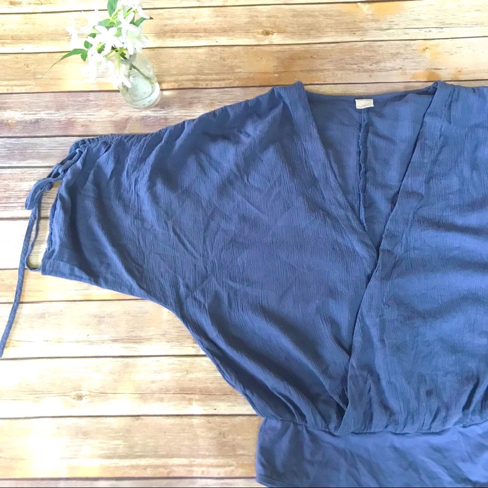 🌿Blue Kimono Deep V Neck Bodysuit🌿